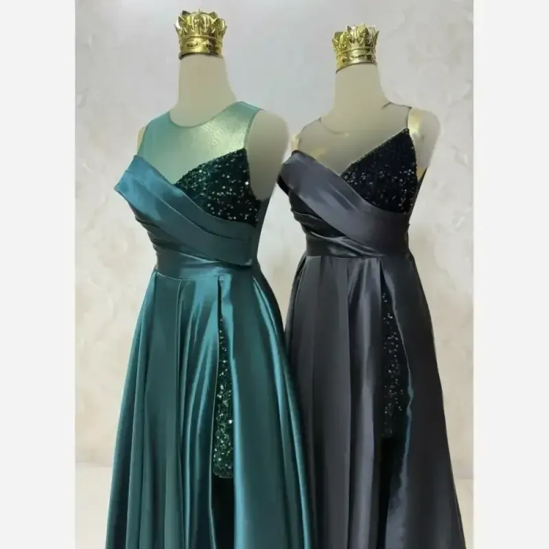 ماکسی مجلسی مدل تیارا پارچه ساتن آمریکایی - تصویر 2