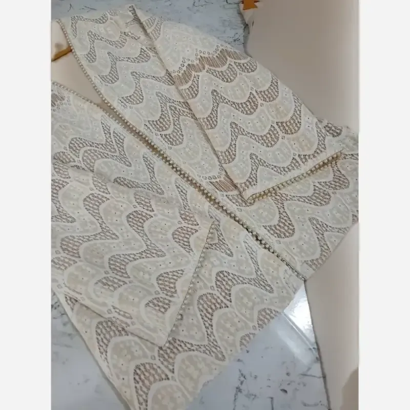 ست کت و شلوار مجلسی زنانه جنس گیپور دانتل و شلوار مازراتی - تصویر 6
