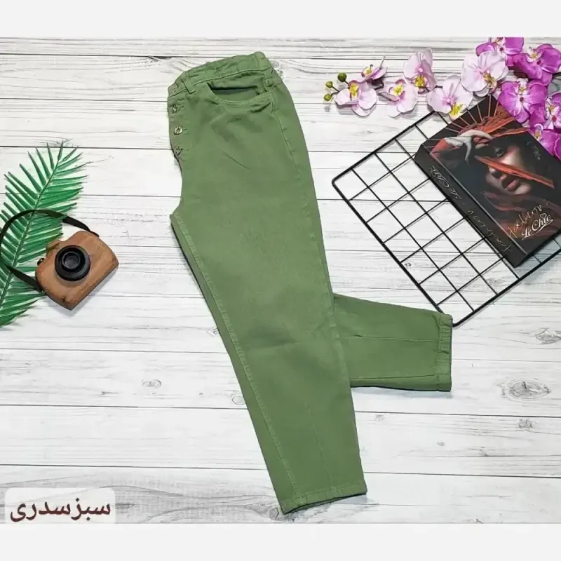 شلوار جین مام فیت زنانه پشت کمر کش رنگی سایز 36 تا 46 - تصویر 9