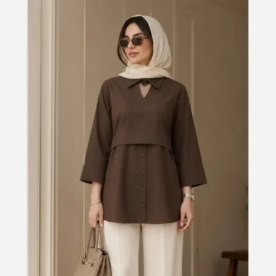 تونیک زنانه لینن مدل پری سایز 38 تا 48