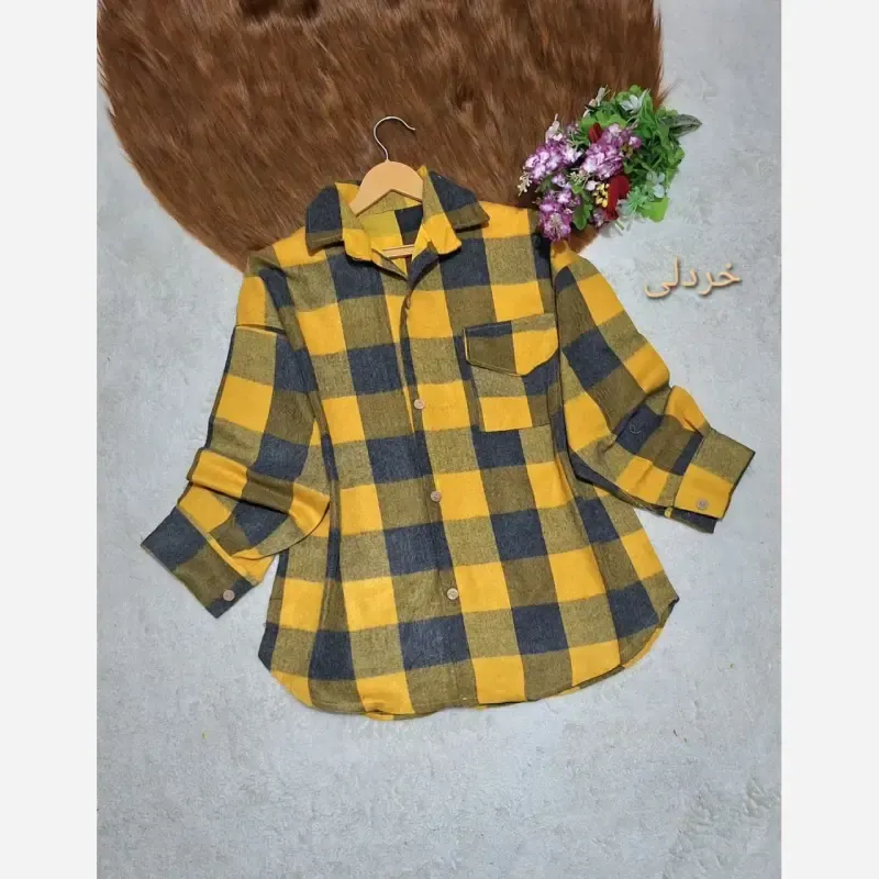 مانتو چهارخونه پشمی نسترن شکت فری سایز مدل پاییزه - تصویر 5