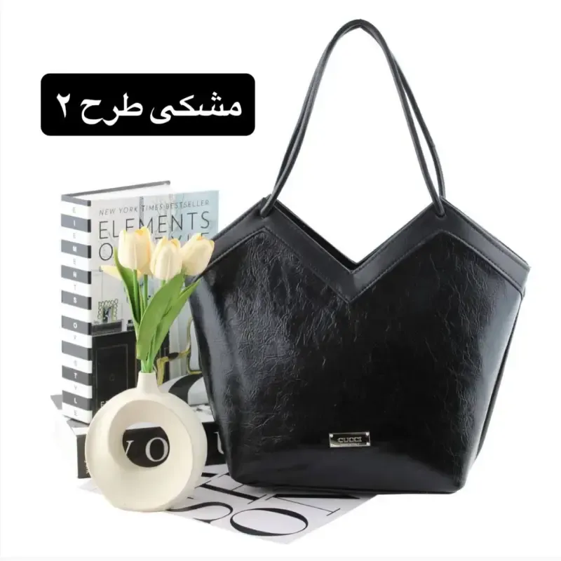 کیف زنانه چرم مصنوعی روزمره و رسمی دو جیب بیرونی با آستر ساتن - تصویر 3