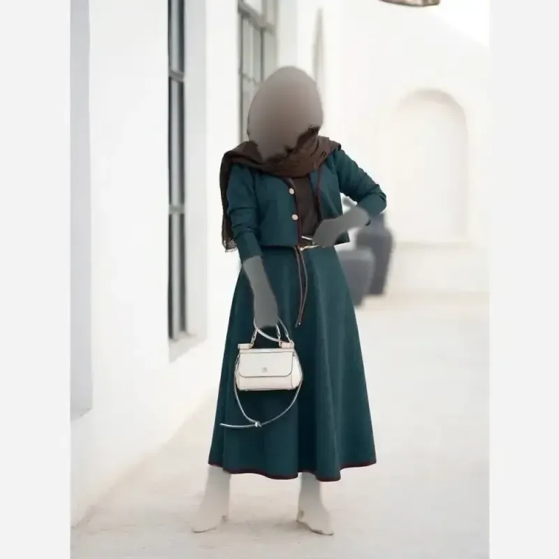 کت دامن مخمل کبریتی رعنا زنانه سایز بزرگ و معمولی - تصویر 6