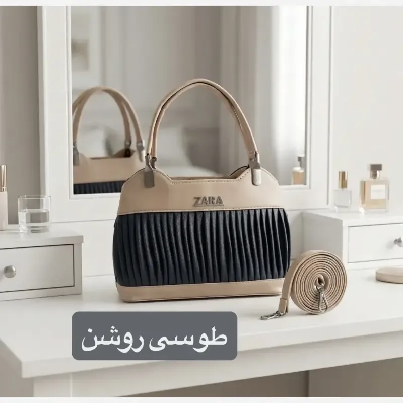 کیف زنانه مجلسی چرم مصنوعی زیپدار با بند بلند - تصویر 6