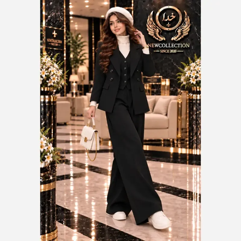 ست سه تیکه پاییزه زنانه جنس سوپرمازراتی اعلا فری سایز 38 تا 46 - تصویر 3