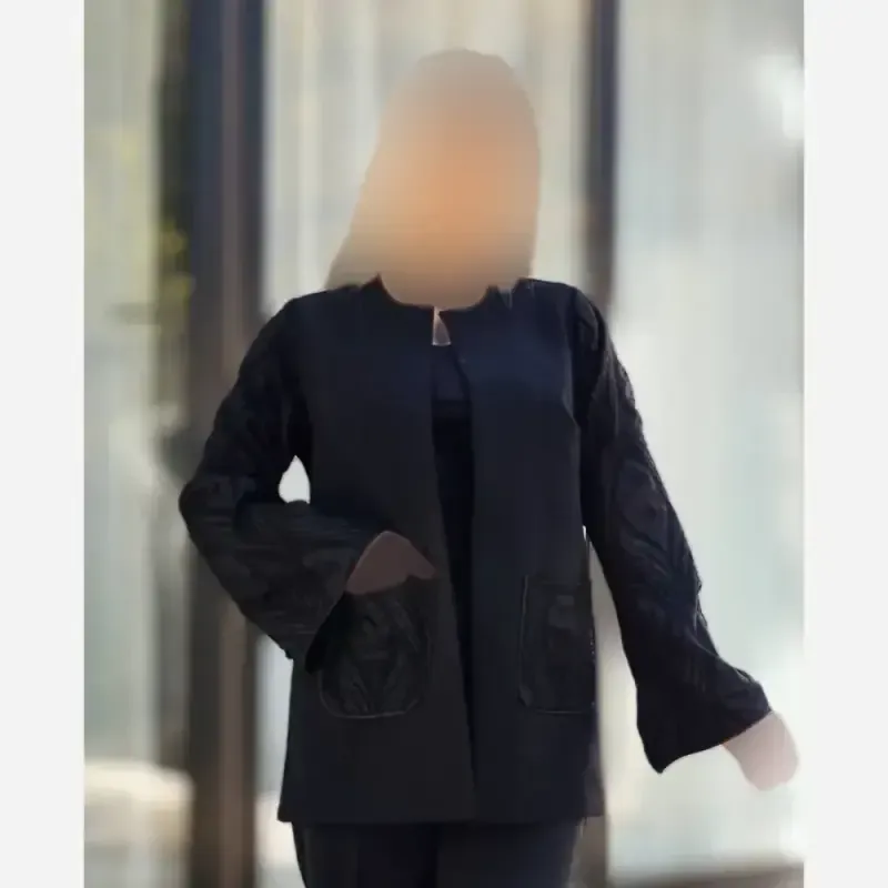 کت و شلوار زنانه طرح لاله جنس مازراتی و آستین فکورا رنگ مشکی - تصویر 9