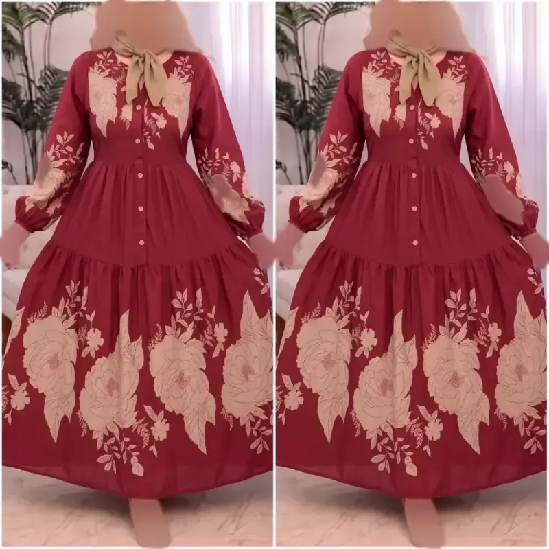 مدل بهناز جنس بوگاتی رنگ زرشکی سایز فری 38 تا 48 جیبدار - تصویر 3