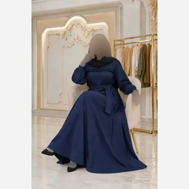 پیراهن بلند مخمل کبریتی ریز زنانه کمربندار سایز فری تا 48 - تصویر 4