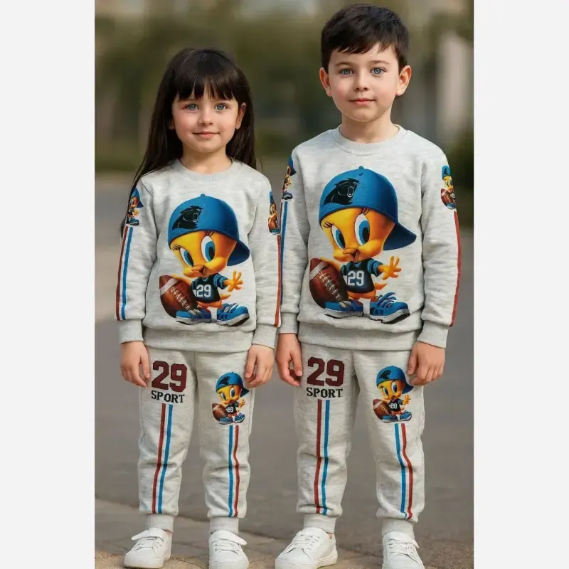 بلوز و شلوار بچگانه طرح تویتی جنس ملانژ سایز 40 و 45 - تصویر 5