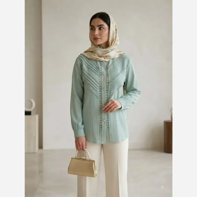 شومیز زنانه مجلسی توکی کراش سایز 36 تا 58 - تصویر 2