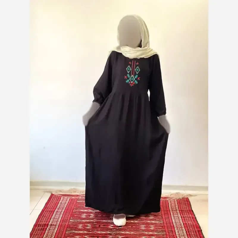پیراهن ساحلی گلدوزی مایا جنس نخ ململ فری سایز - تصویر 7