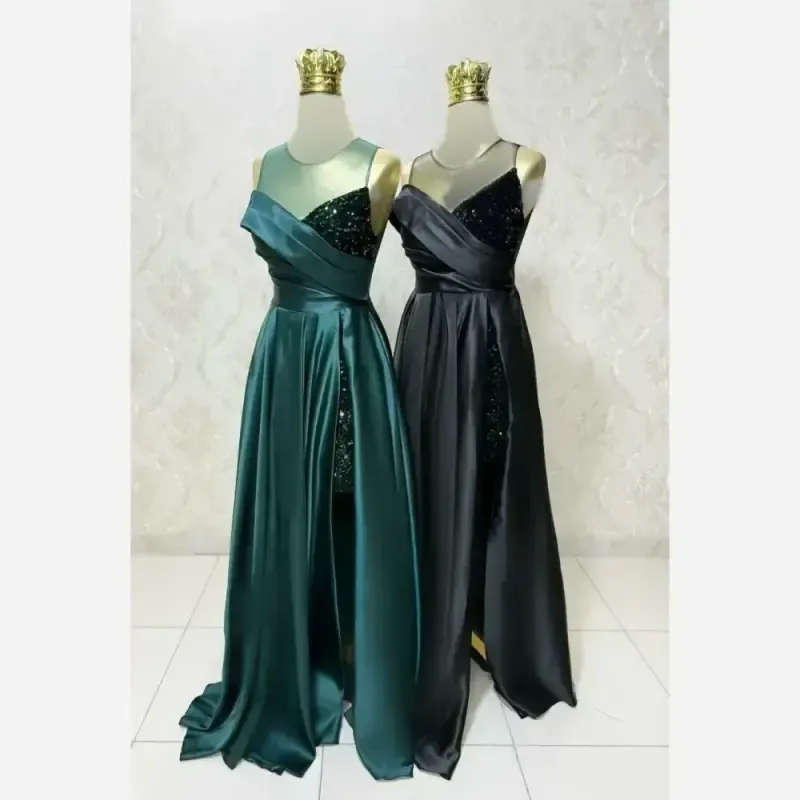 ماکسی مجلسی مدل تیارا پارچه ساتن آمریکایی - تصویر 3
